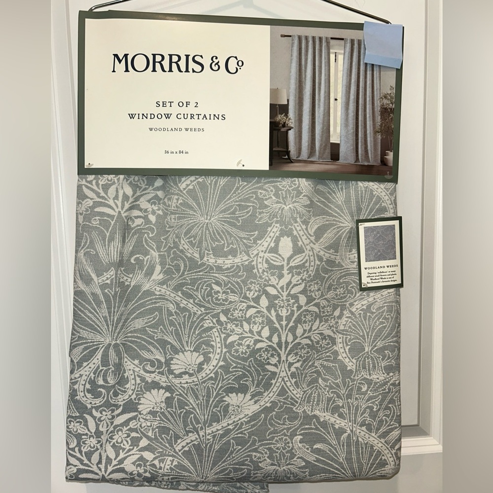 Morris & Co Woodland Weeds Window Curtains Panels Set Of 2 36” x 84” Lined